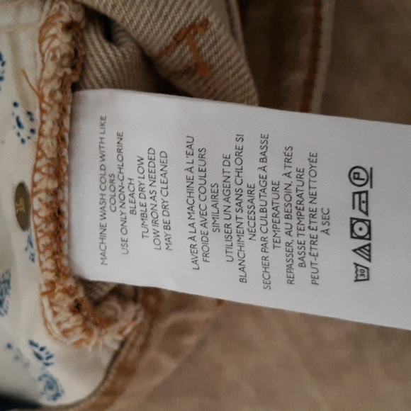 Pilcro Anthropologie 25R Slim Boyfriend Tan Floral Stencil Jeans - Picture 16 of 17